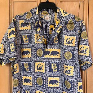 Reyn Spooner Mens Vintage Y2K Cal UC Berkeley Camp Shirt Size Large Blue SP EXC